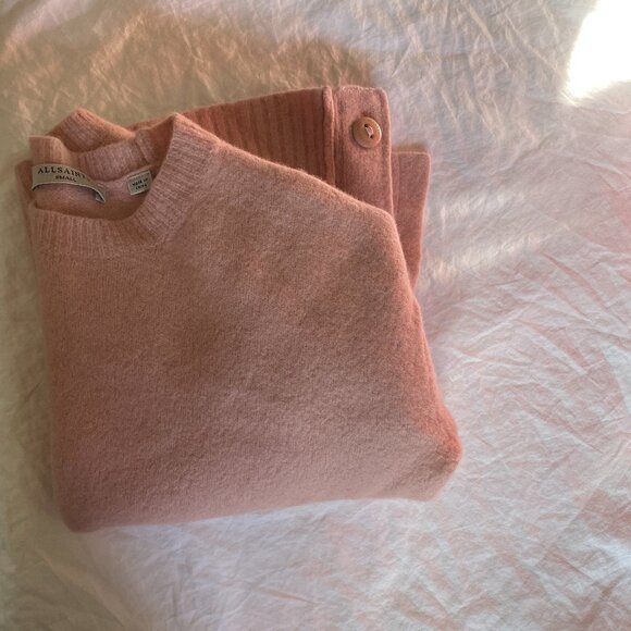 AllSaints Soft Blush Pink Sweater,  Luxe Wool-Yak Blend, Size S - Picture 9 of 9